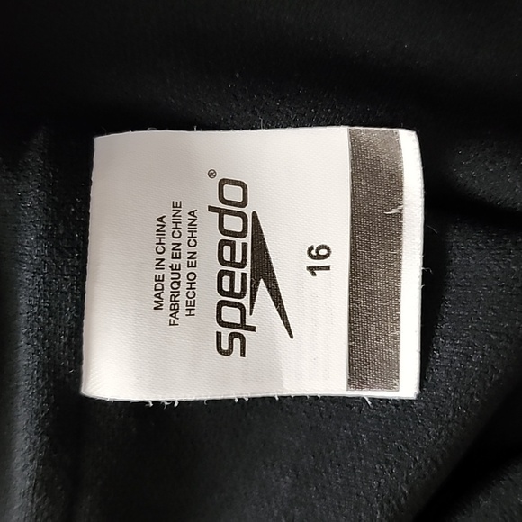 Speedo One Piece Swimsuit Abstract Foliage Turquoise Blue Cross Straps Sz 16 - Picture 8 of 12